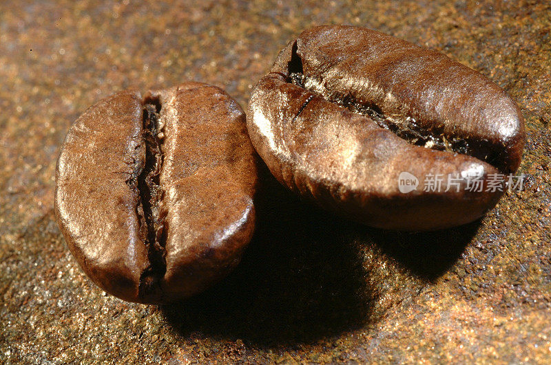 Roasted coffee beans close-up.